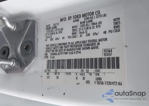 2015 Ford Transit Connect Xlt из США, поврежденный, VIN NM0LS7F79F1221374